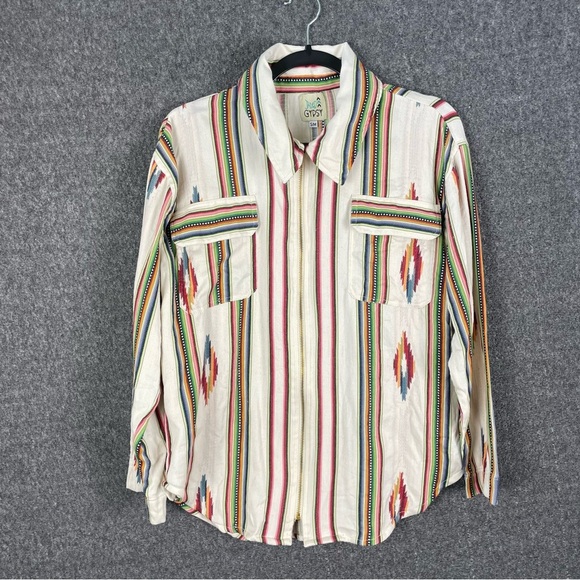 Jaded Gypsy Aztec Western Jacket Boho Southwest Serape Zip Shirt S/M Sunset Vibe - Picture 9 of 15